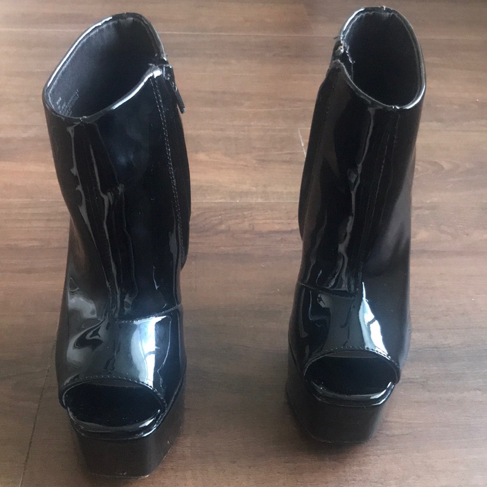 Black Patent High Heel Booties